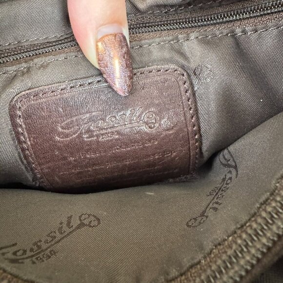 Fossil Women's Vintage Pebbled Brown Leather Shoulder Bag Style Y2K McBling - Picture 12 of 13